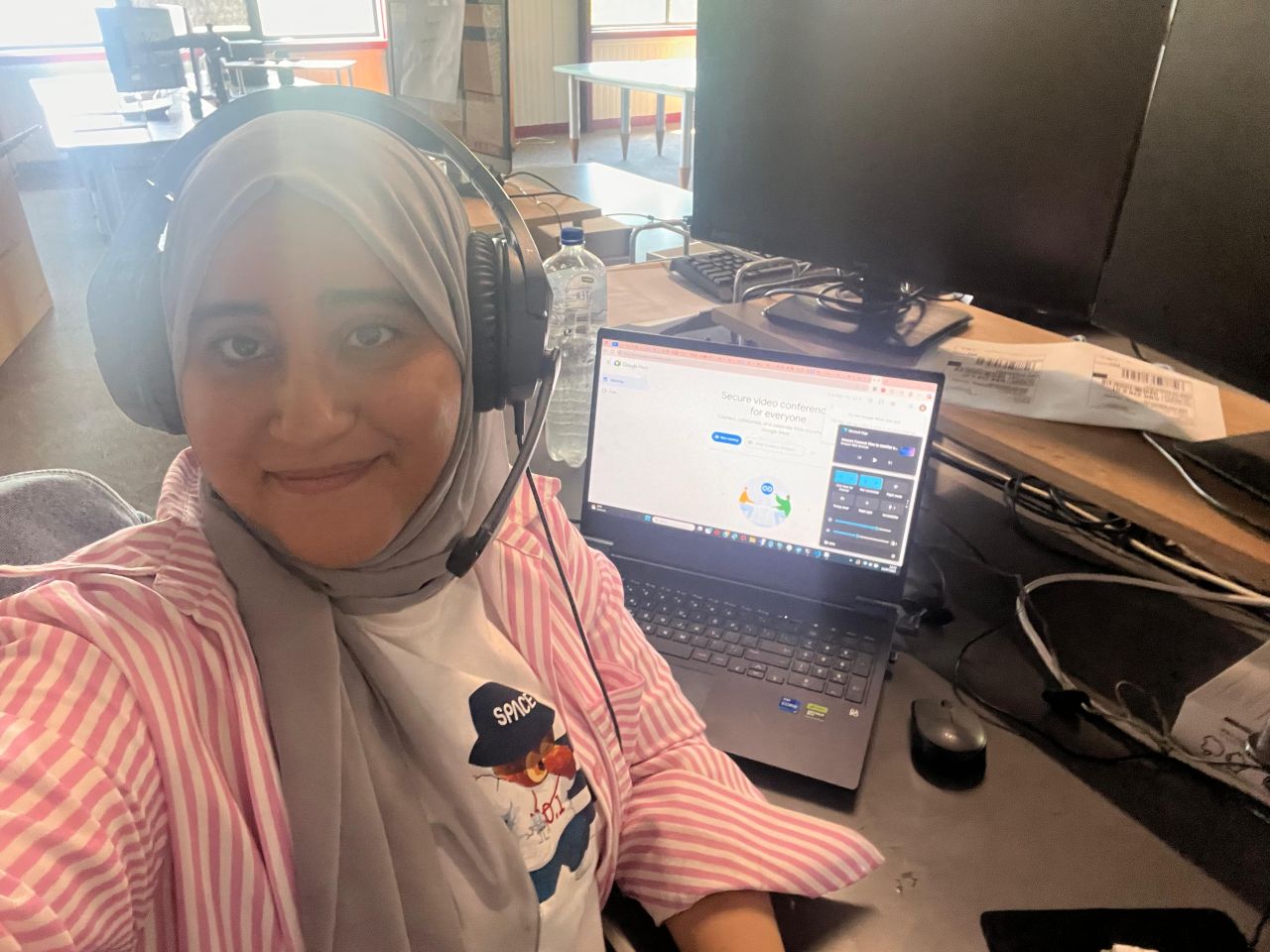 At my desk during my AI Developer internship at OFoundation